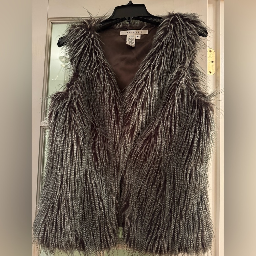 Faux Fur Vest in Gray by Max studio